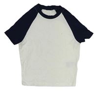 Bílo-tmavomodré crop tričko H&M