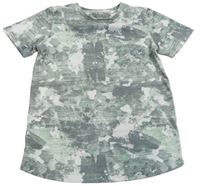 Khaki-bílé army melírované tričko se skvrnkami Tu