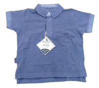 Modro/tmavomodré melírované polo tričko s logem Lazy Jacks 
