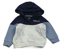 Bílo-tmavomodro-modrošedá mikina s Disney postavami a kapucí PRIMARK
