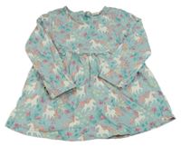 Světlemodrošedá melírovaná šatová tunika s jednorožci ALANA