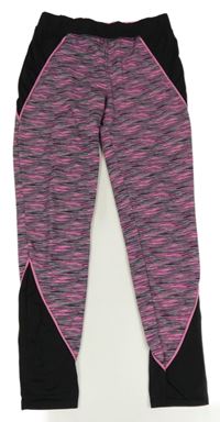 Černo-šedofialovo-růžové melírované funkční sportovní legíny ERGEENOMIXX