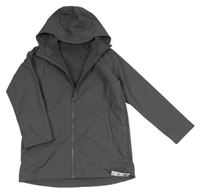 Nové - tmavošedá nepromokavá dlouhá jarní bunda s kapucí St. Bernard