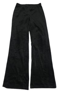Černé flare plyšové kalhoty H&M