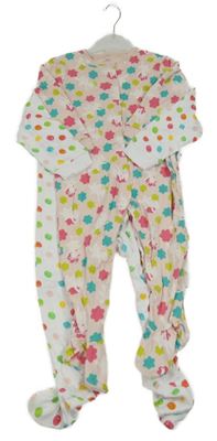 Nové - 2x - Overal s Upsy Daisy - Světlerůžovo/barevný, bílo/barevný puntíkatý