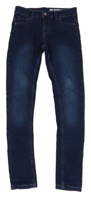 Tmavomodré skinny teplákové rifle HEMA