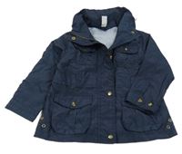 Tmavomodrá šusťáková jarní bunda s ukrývací kapucí Zara