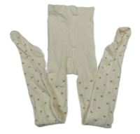 Smetanové punčocháče se zlatými puntíky H&M