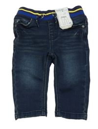 Nové - tmavomodré teplákové rifle s úpletovým pasem St. Bernard