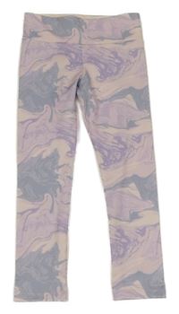 Pudrovo-fialovo-šedé batikované sportovní legíny F&F