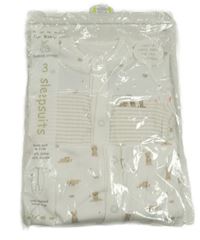 Nové - 3x - Overal s medvídky - 2x - Bílý, 1x - bílo-béžový pruhovaný žebrovaný St. Bernard