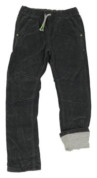 Tmavošedé manšestrové podšité kalhoty F&F