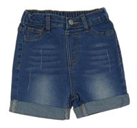 Modré riflové kraťasy ošoupaného vzhledu SHEIN