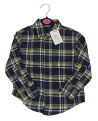 Nové - tmavomodro-žluto-šedo-bílá kostkovaná košile PRIMARK