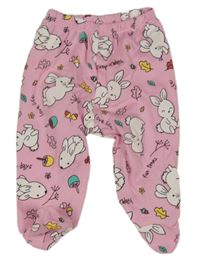 Růžové polodupky s králíčky a lístečky a nápisy 