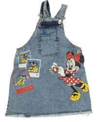 Modré plísňové riflové šaty s Minnie a Mickey a Plutem 