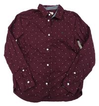 Tmavovínová košile s hvězdičkami a výšivkou H&M