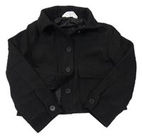 Černá flaušová podšitá crop bunda s límečkem H&M