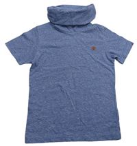 Modré melírované tričko s výšivkou a komínovým límcem Next