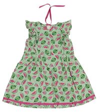 Světlezelené plátěné šaty s melouny  