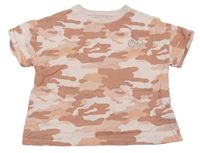 Růžové army crop tričko s potiskem zn. M&S