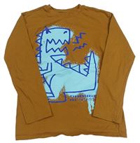 Hnědé triko s dinosaurem H&M