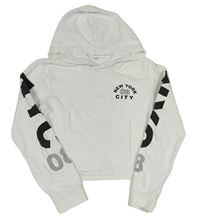 Bílá crop mikina s nápisem a kapucí H&M