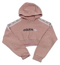 Růžová crop mikina s logem a kapucí Adidas
