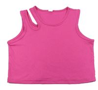 Tmavorůžový žebrovaný crop top s průstřihem Shein