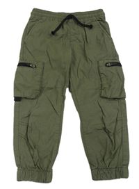 Khaki plátěné cargo cuff kalhoty F&F