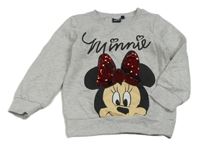 Šedá melírovaná mikina s Minnie s překlápěcími flitry Disney