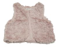 Růžová kožešinová podšitá vesta H&M