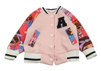 Růžovo-lososová baseballová mikina s L.O.L. Surprise a písmenem