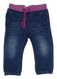 Modré teplákové cuff rifle s úpletovým pasem Topomini