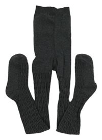 Tmavošedé vzorované punčocháče Primark