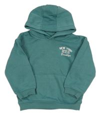 Zelená mikina s nápisem a kapucí Matalan