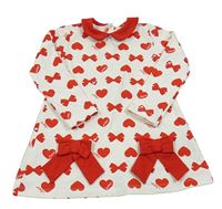 Bílé teplákové šaty se srdíčky a mašlemi