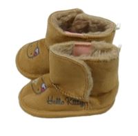 Hnědé semišové zateplené válenky s Hello Kitty C&A vel. 17