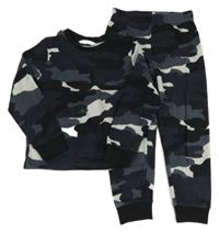 Černo-šedé army fleecové pyžamo M&S