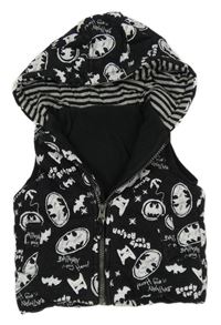 Černá tepláková zateplená vesta s netopýry a kapucí - Batman George
