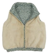 Béžová kožešinová oboustranná vesta Vertbaudet