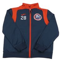 Tmavomodro-červená sportovní propínací mikina s potiskem Joma