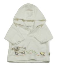 Smetanová sametová mikina s ovcí a kapucí