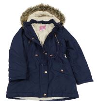 Tmavomodrá šusťáková zimní parka s kapucí George