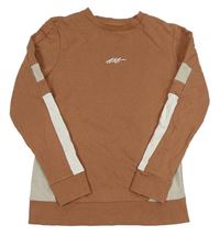 Hnědo-bílo-světlešedá mikina s výšivkou Next