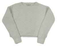Světlešedý žebrovaný chlupatý crop svetr Page One Young
