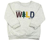 Světlešedá melírovaná mikina s nápisem se stromkem Matalan