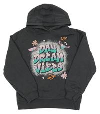 Tmavošedá mikina s nápisem a kapucí Primark