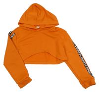 Oranžová crop mikina s kapucí Shein