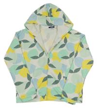 Bílo-tyrkysovo-žlutá propínací mikina s citróny a kapucí Okaidi